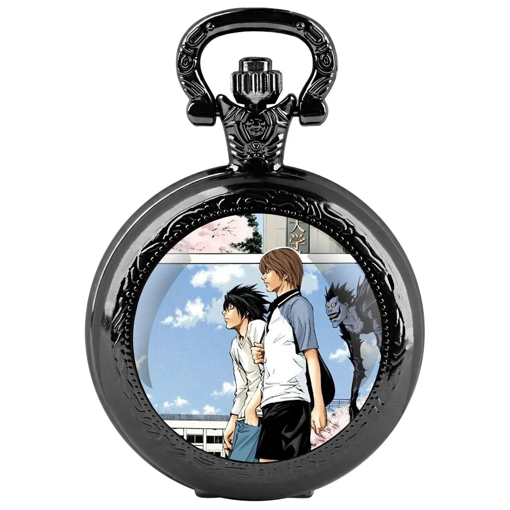 Death Note Pocket Watch — Black Quartz Fob Watch with Chain, Anime Gift for Men & Women | FireDrips
