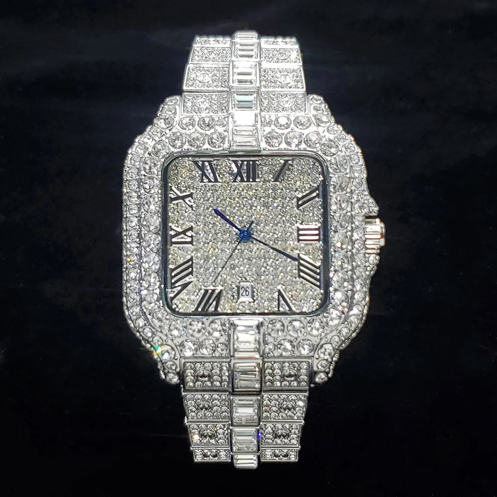 Stealth Mode — Square Iced Out Waterproof Diamond Watch, Stainless Steel, Rose Gold, Gold & Silver | FireDrips