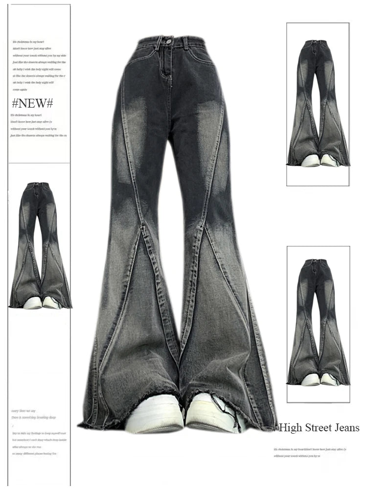 Black Gothic Wide Leg Jeans – Women's Y2K Harajuku Denim
