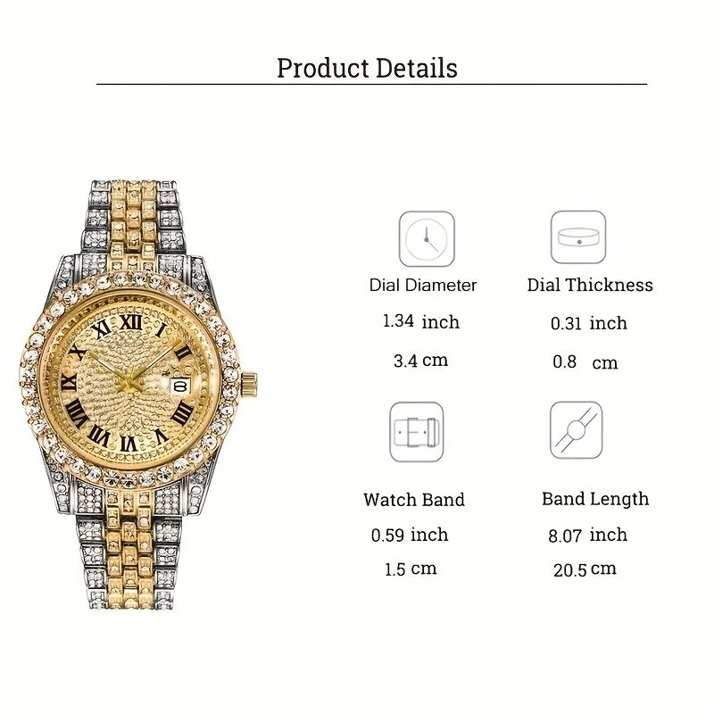 Rhinestone Riot — Retro Oversized Rhinestone Quartz Watch, Stainless Steel Band, 9 Colorways | FireDrips