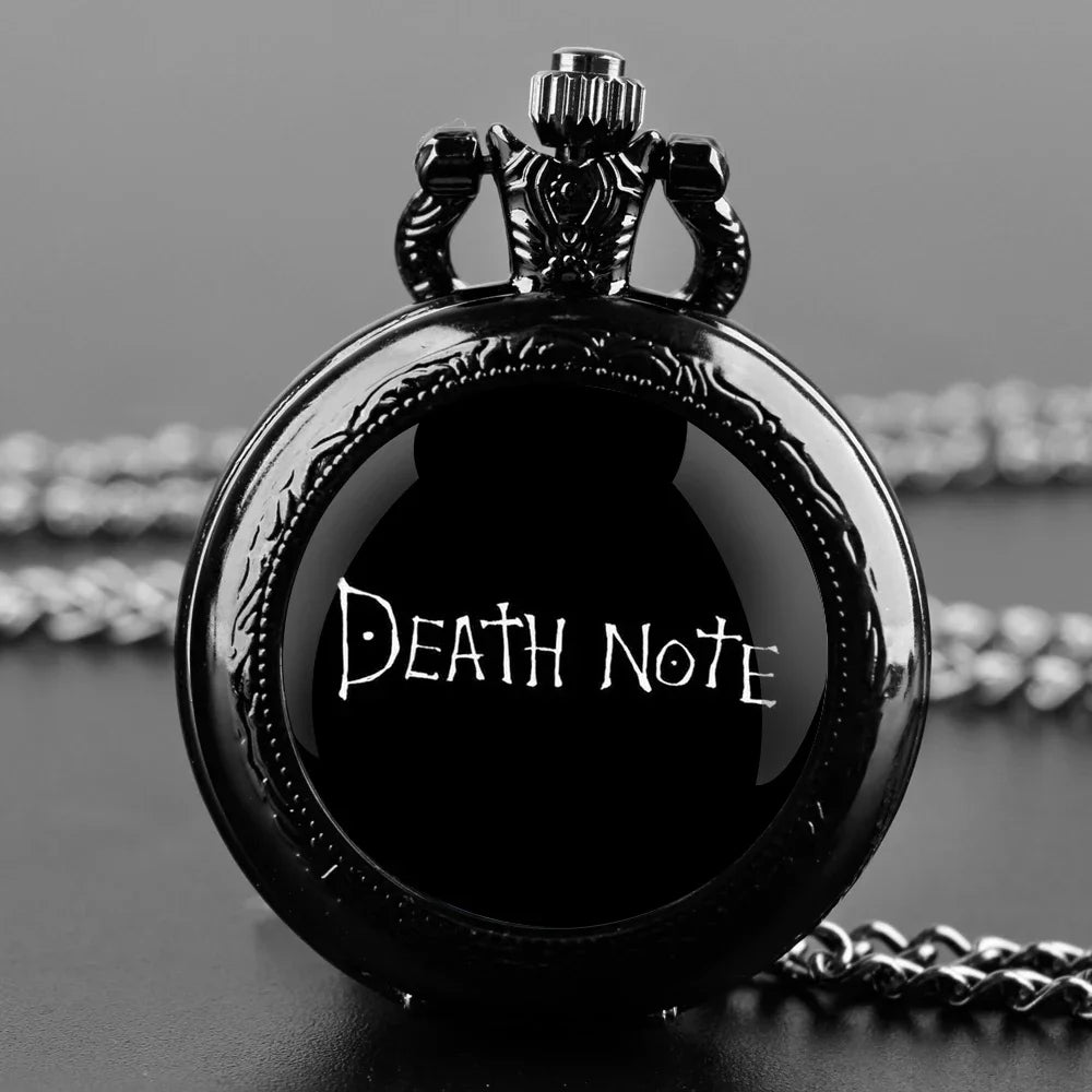 Death Note Pocket Watch — Black Quartz Fob Watch with Chain, Anime Gift for Men & Women | FireDrips
