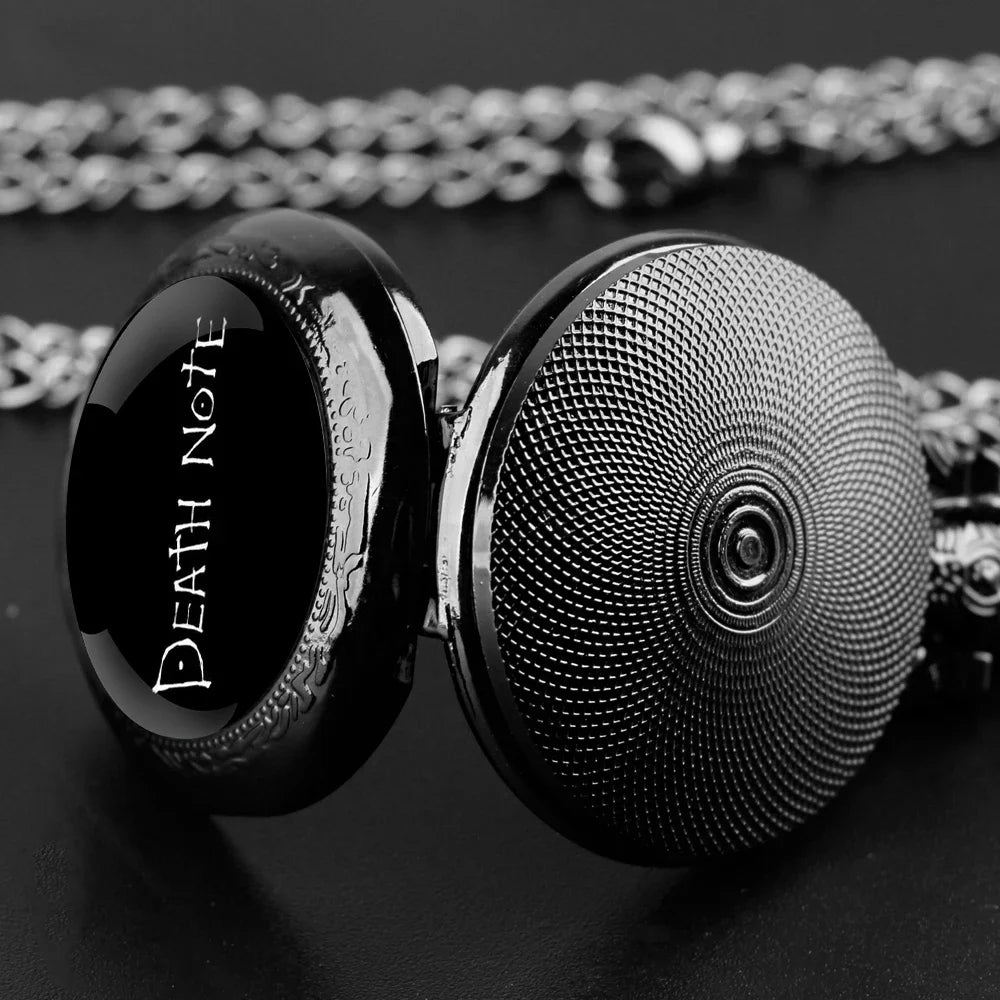 Death Note Pocket Watch — Black Quartz Fob Watch with Chain, Anime Gift for Men & Women | FireDrips