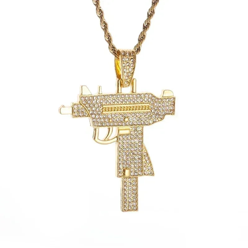 AK-47 Hip-Hop Gun Pendant Necklace — Bold Street Culture Zinc Alloy Jewelry, Gold & Silver, 39 Styles