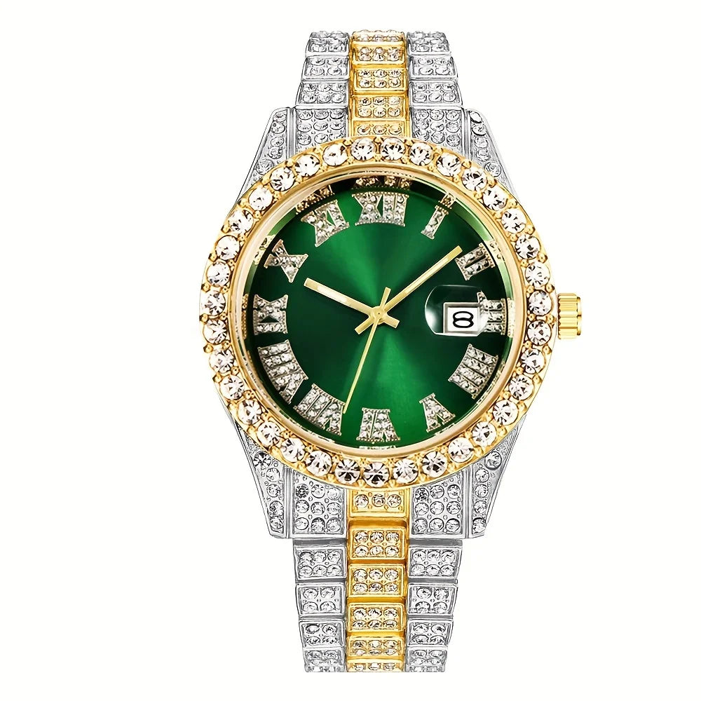 Rhinestone Riot — Retro Oversized Rhinestone Quartz Watch, Stainless Steel Band, 9 Colorways | FireDrips