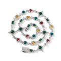 Rainbow Gemstone Necklace & Bracelet Set — Iced Out Heart Star Square Link Chain Women's Jewelry, Gold & Silver