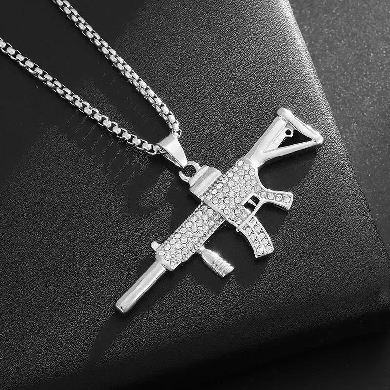 AK-47 Hip-Hop Gun Pendant Necklace — Bold Street Culture Zinc Alloy Jewelry, Gold & Silver, 39 Styles