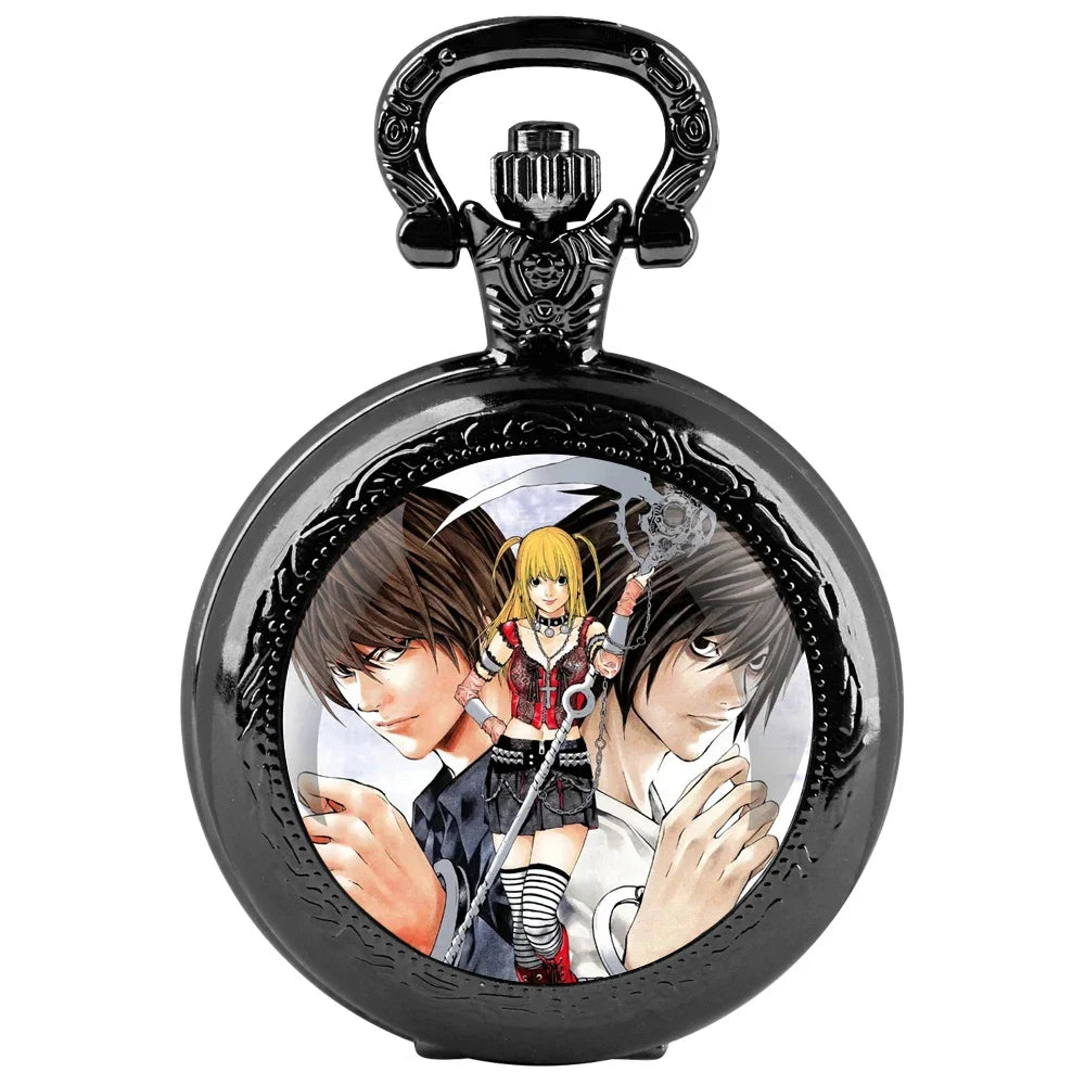 Death Note Pocket Watch — Black Quartz Fob Watch with Chain, Anime Gift for Men & Women | FireDrips