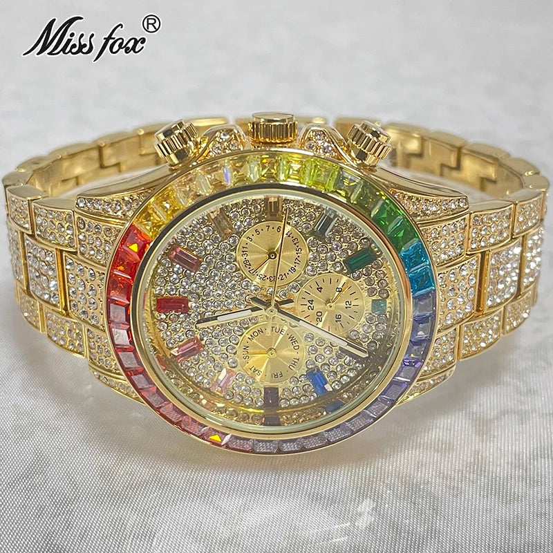 Prism — Rainbow Diamond Iced Out Full Steel Sports Watch, Waterproof, Sapphire Crystal, 9 Colorways