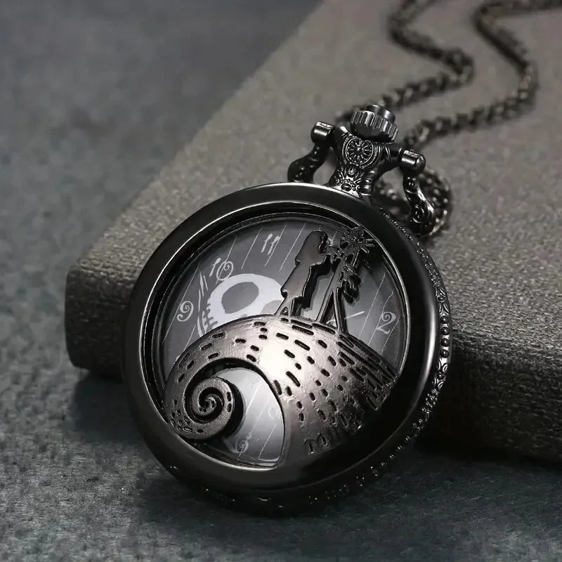 Skeleton Pocket Watch with Chain — Vintage Quartz Fob Watch for Men & Women | FireDrips