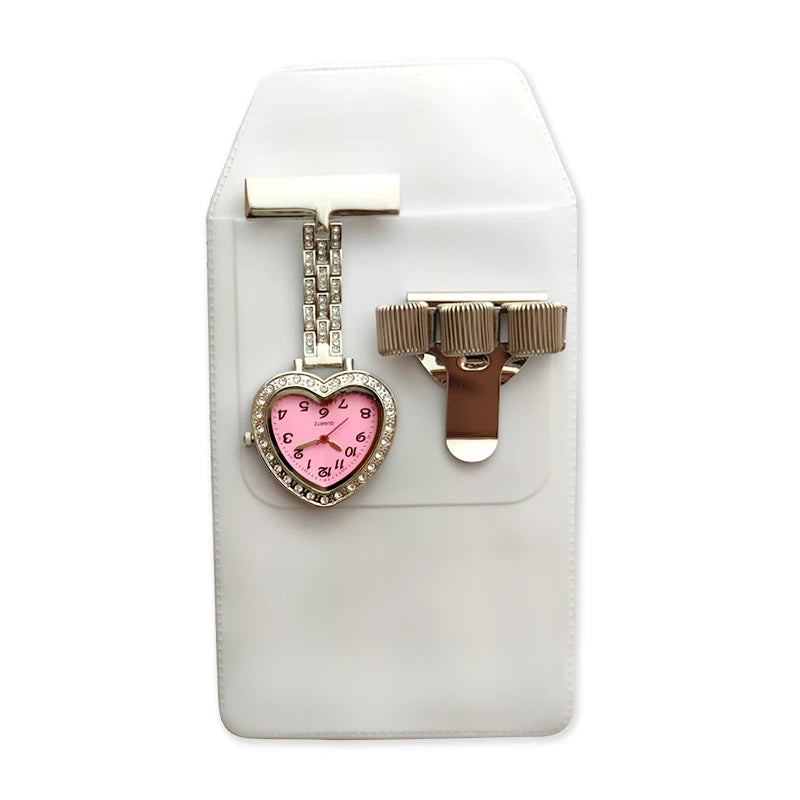 Glitter Nurse Fob Watch — Sparkle Pink Quartz Pocket Watch, Medical Gift for Women | FireDrips