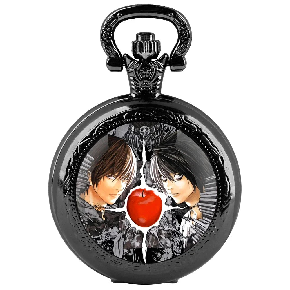 Death Note Pocket Watch — Black Quartz Fob Watch with Chain, Anime Gift for Men & Women | FireDrips