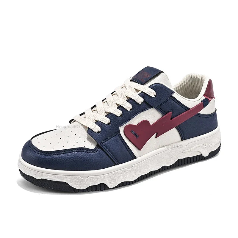 Retro Heart Pattern Skateboard Shoes — Y2K Fashion Sneakers
