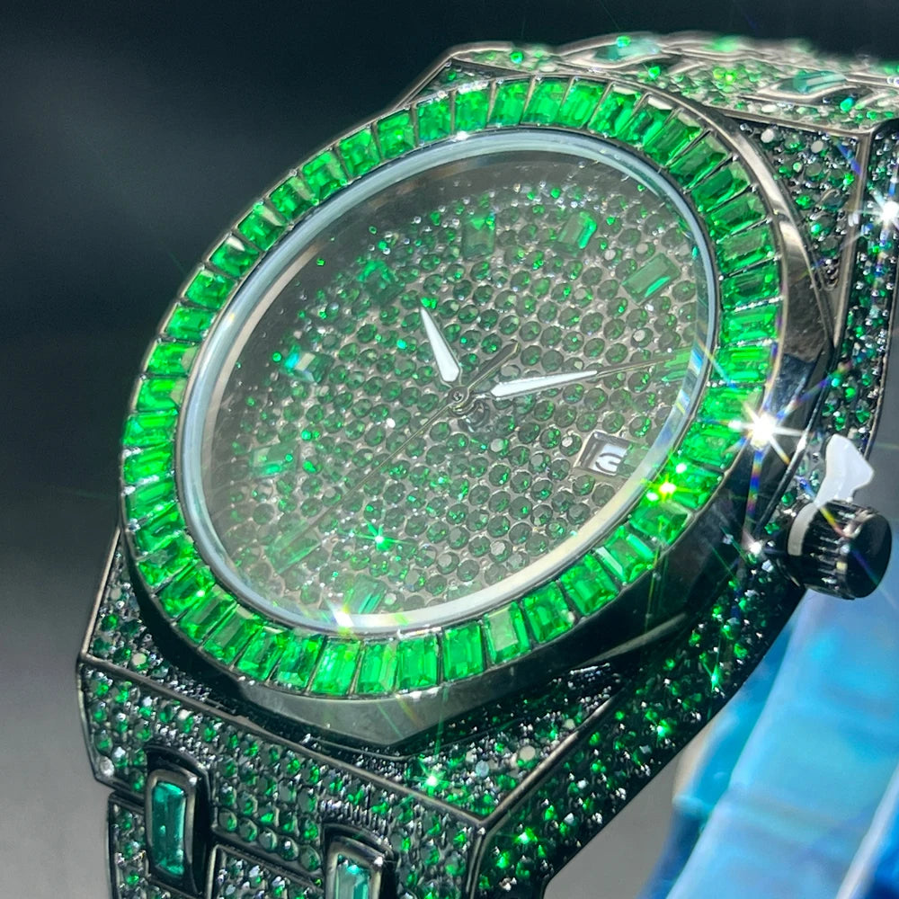 Envy — Green Diamond Men's Watch, Rare Green Colorway, Iced Out Diamond Accents | FireDrips Luxury Streetwear