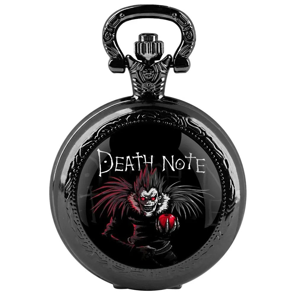 Death Note Pocket Watch — Black Quartz Fob Watch with Chain, Anime Gift for Men & Women | FireDrips