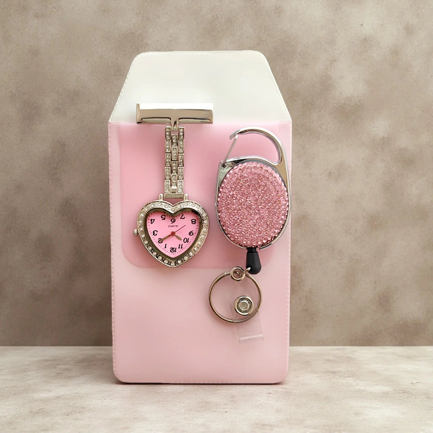 Glitter Nurse Fob Watch — Sparkle Pink Quartz Pocket Watch, Medical Gift for Women | FireDrips