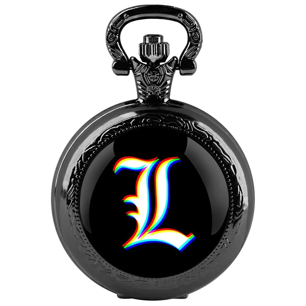 Death Note Pocket Watch — Black Quartz Fob Watch with Chain, Anime Gift for Men & Women | FireDrips