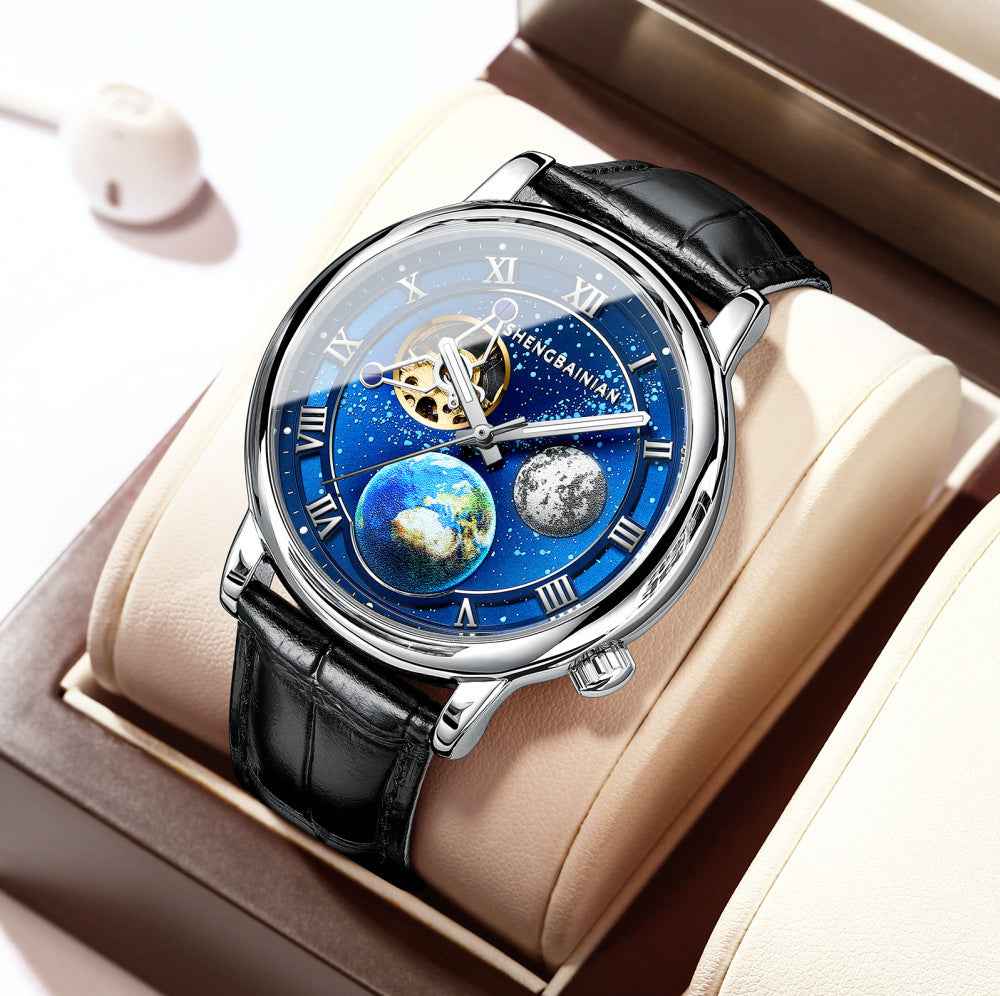 Luminous Men's Watch — Earth Starry Dial, Glow-in-the-Dark Hands | Bold Statement Timepiece