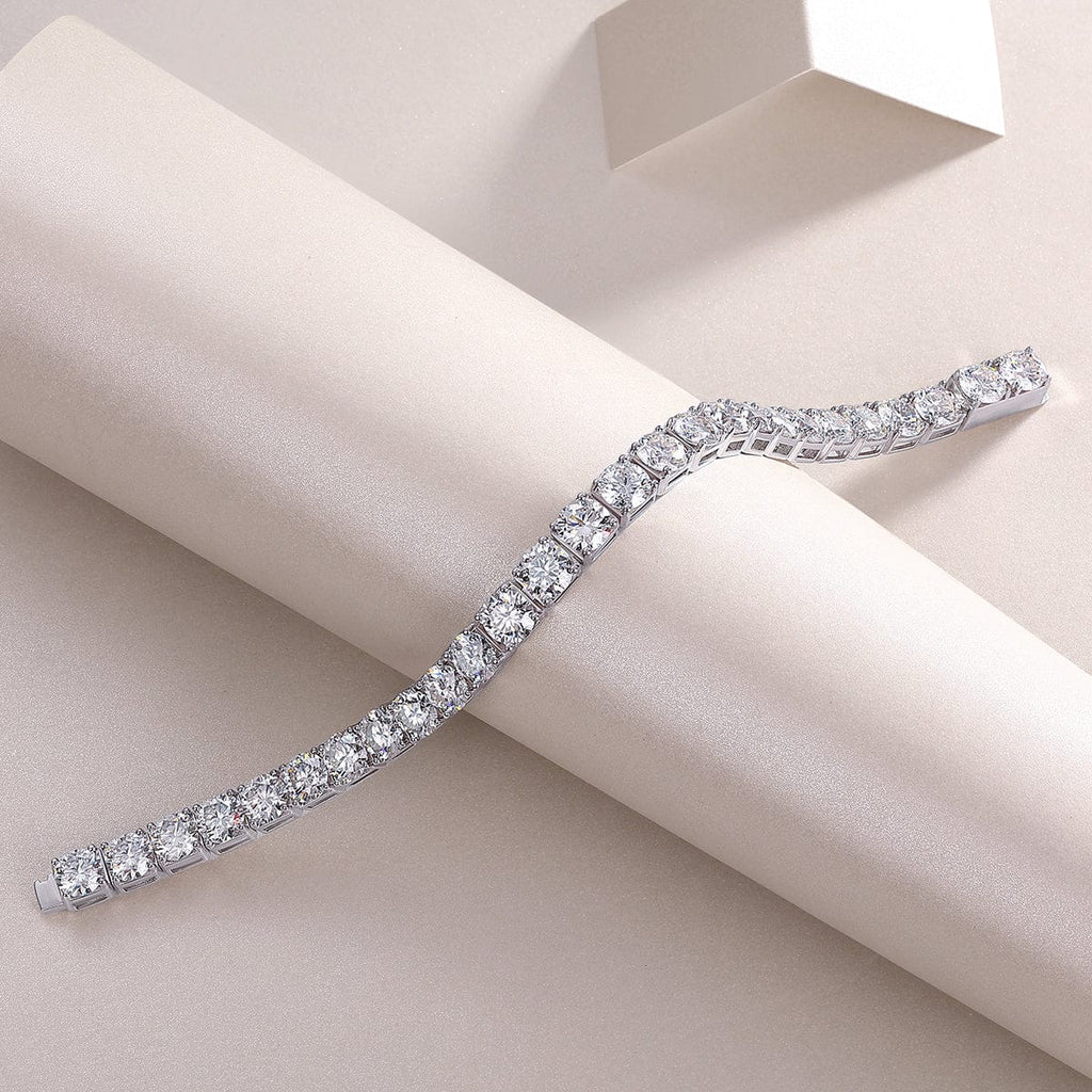 Large Gravitational Pull Moissanite Bracelet Set — S925 Silver-Plated Platinum, Light Luxury Women's Jewelry