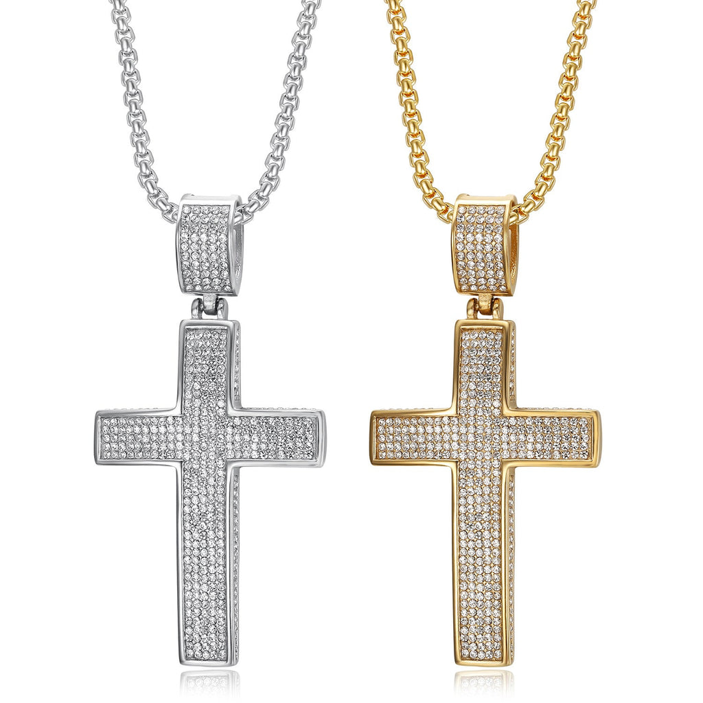 Euro-American Cross-Border Street Pendant Necklace — Bold Unisex Statement Jewelry, Gold & Steel, Pendant or Chain