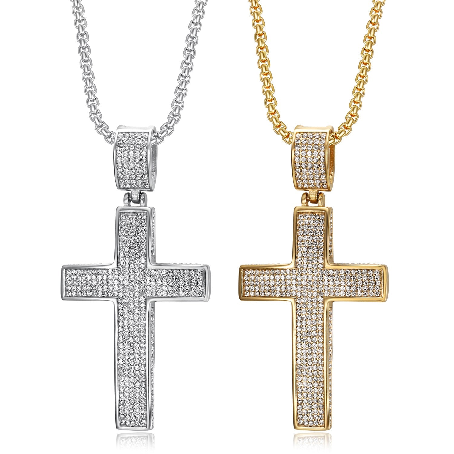 Euro-American Cross-Border Street Pendant Necklace — Bold Unisex Statement Jewelry, Gold & Steel, Pendant or Chain