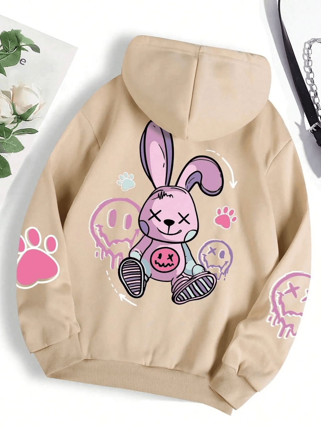 Women's Oversized Hip-Hop Graphic Fleece Hoodie