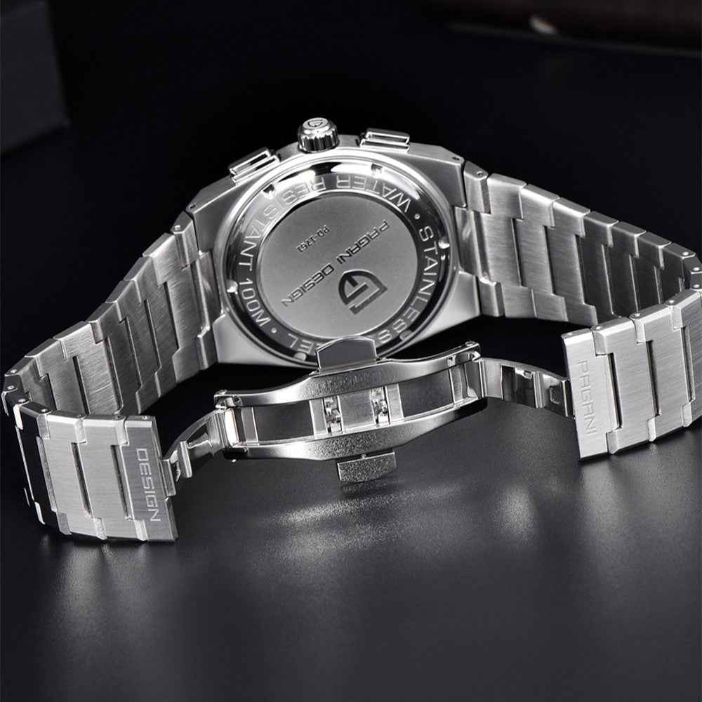 Men's Blue Chronograph Watch — 100M Waterproof, Sapphire Crystal, Stainless Steel | Luxury Sport Timepiece