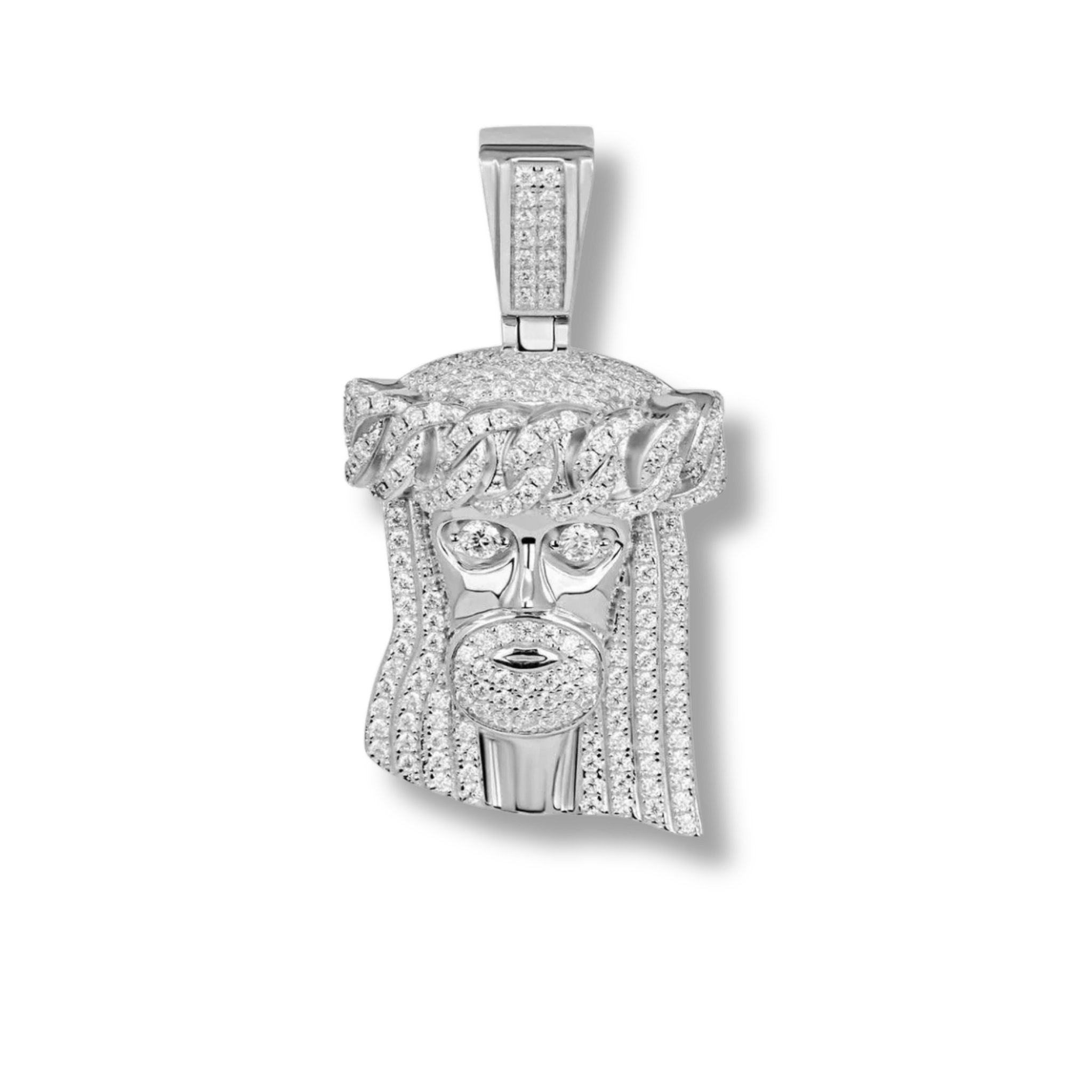 Jesus Head Pendant Necklace — Moissanite 925 Sterling Silver Hip-Hop Jewelry