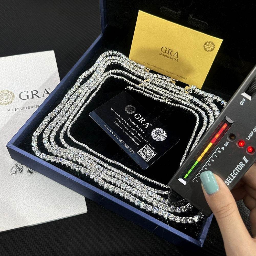 VVS1 Moissanite Tennis Chain & Bracelet – S925 Silver & 14K Gold Plated