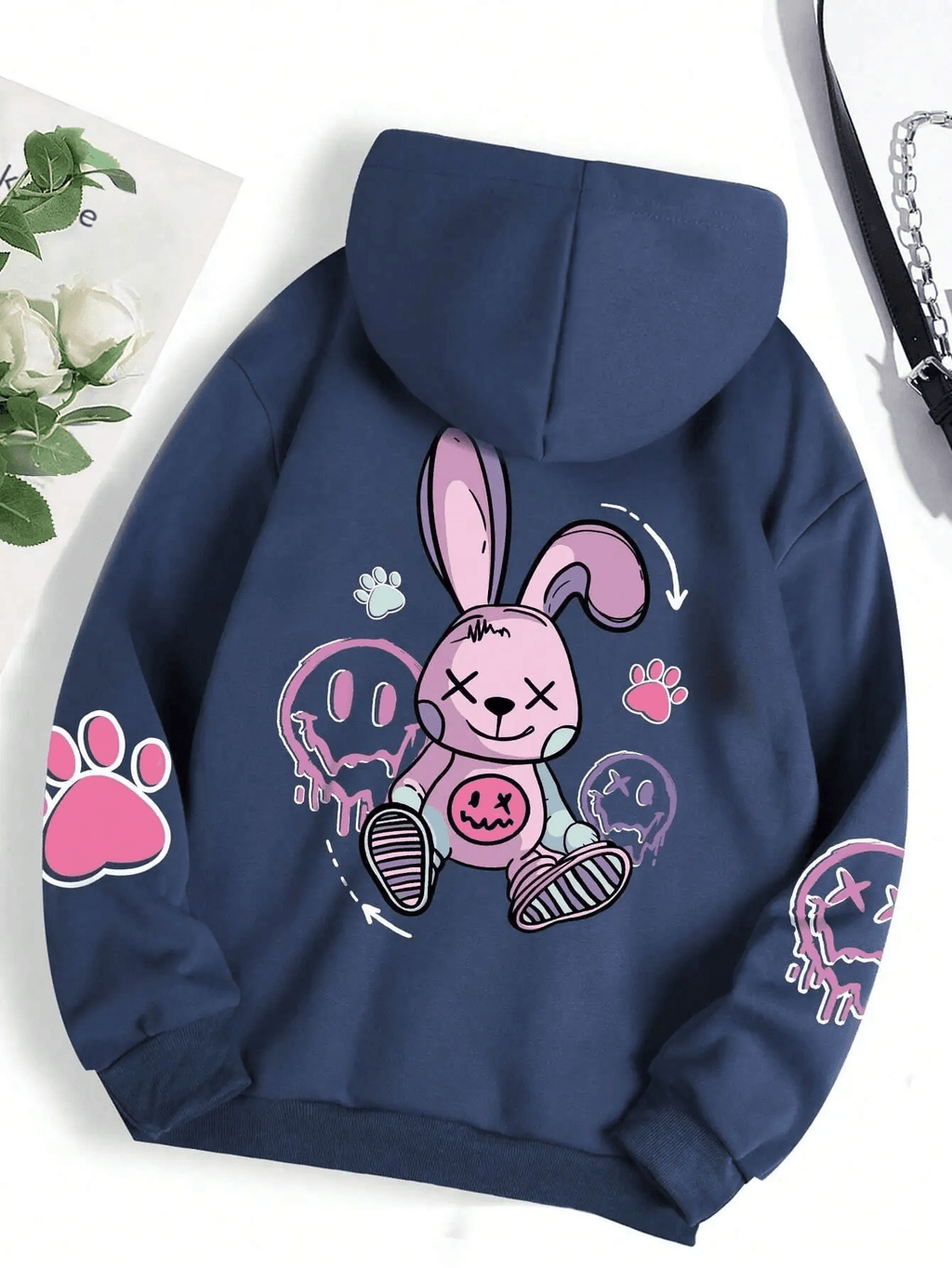 Women's Oversized Hip-Hop Graphic Fleece Hoodie
