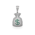 Gold-Plated Money Bag Dollar Sign CZ Iced Pendant — 925 Sterling Silver Street-Luxury Jewelry, Gold & Silver