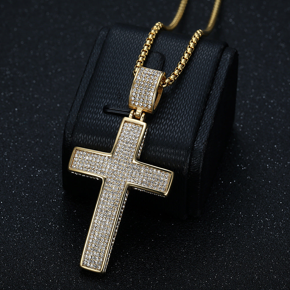 Euro-American Cross-Border Street Pendant Necklace — Bold Unisex Statement Jewelry, Gold & Steel, Pendant or Chain