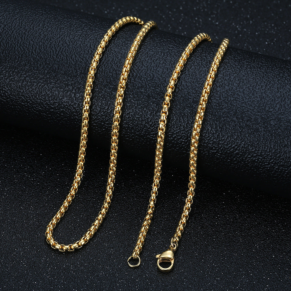 Euro-American Cross-Border Street Pendant Necklace — Bold Unisex Statement Jewelry, Gold & Steel, Pendant or Chain