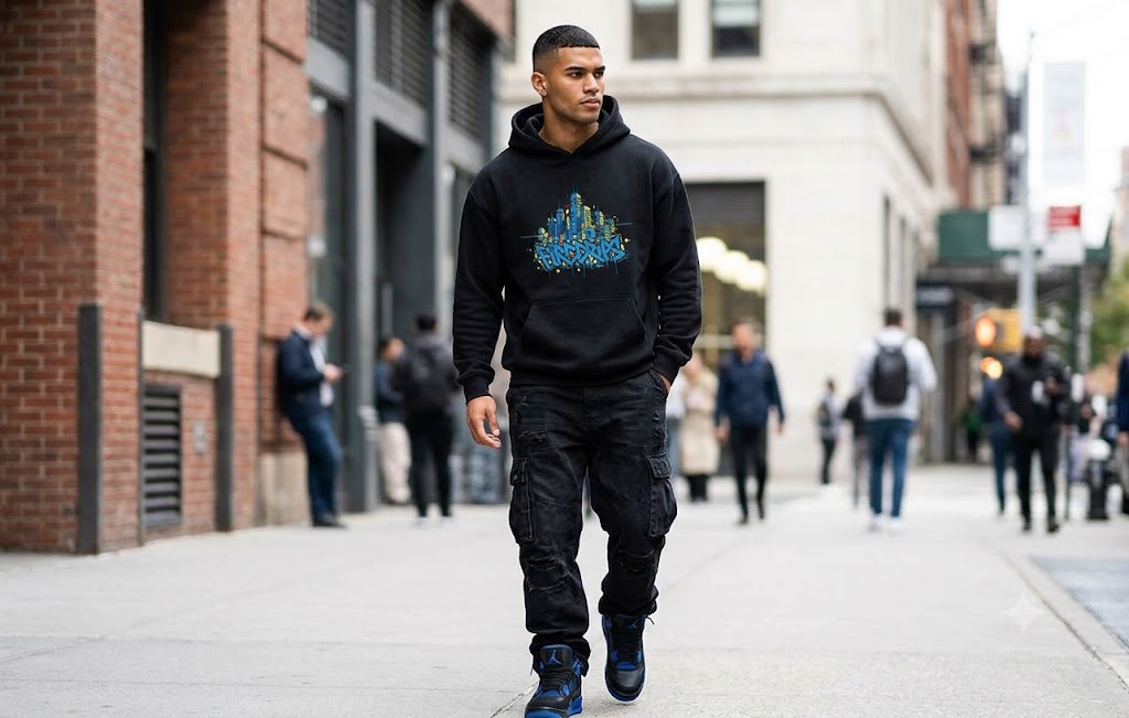 Glitch City Avenue Pullover Hooded Sweatshirt – Oversized Drop Shoulder