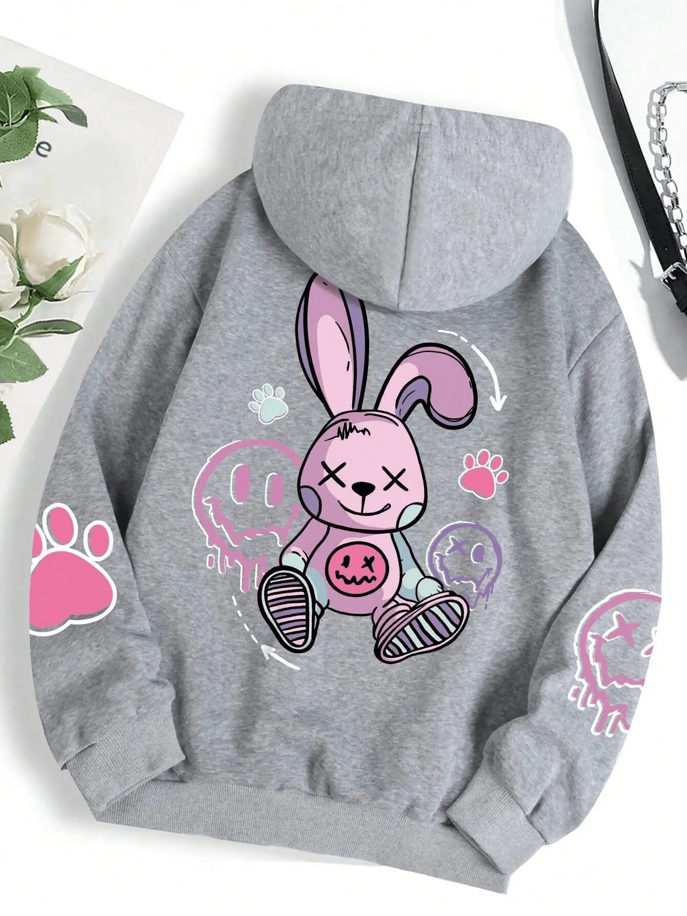 Women's Oversized Hip-Hop Graphic Fleece Hoodie