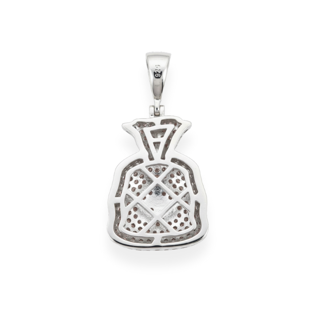 Gold-Plated Money Bag Dollar Sign CZ Iced Pendant — 925 Sterling Silver Street-Luxury Jewelry, Gold & Silver