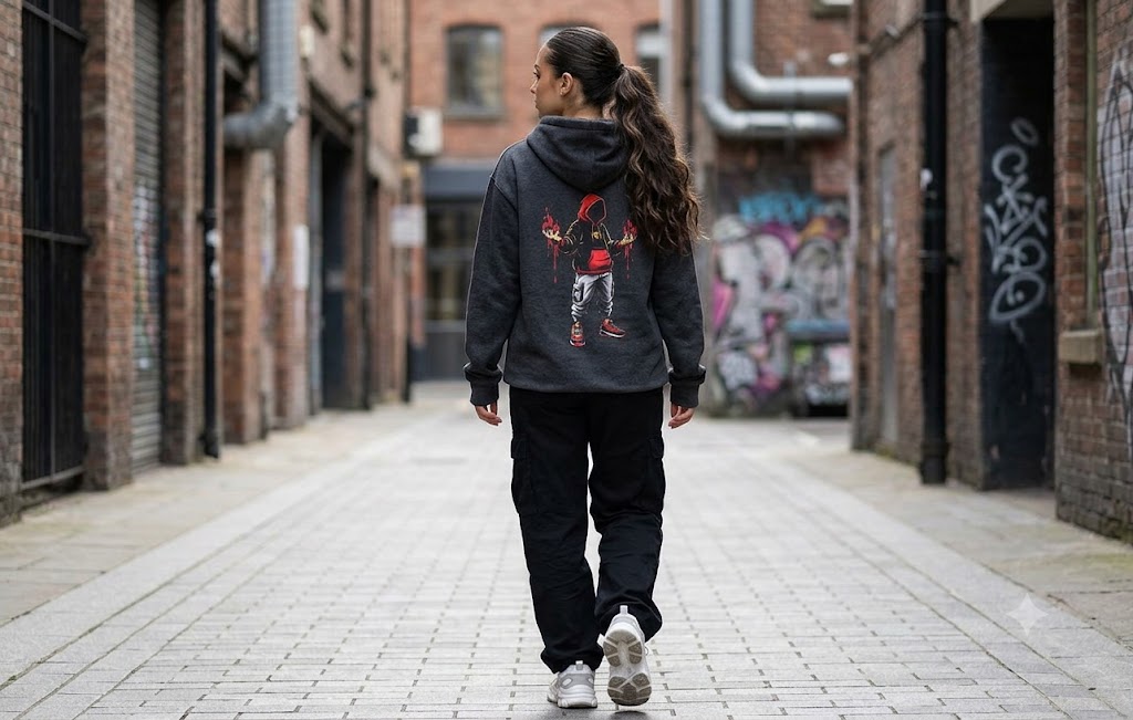 Hoodie - 'Fire Drips' Streetwear Hoodie with Dripping Graffiti & Back Graphic