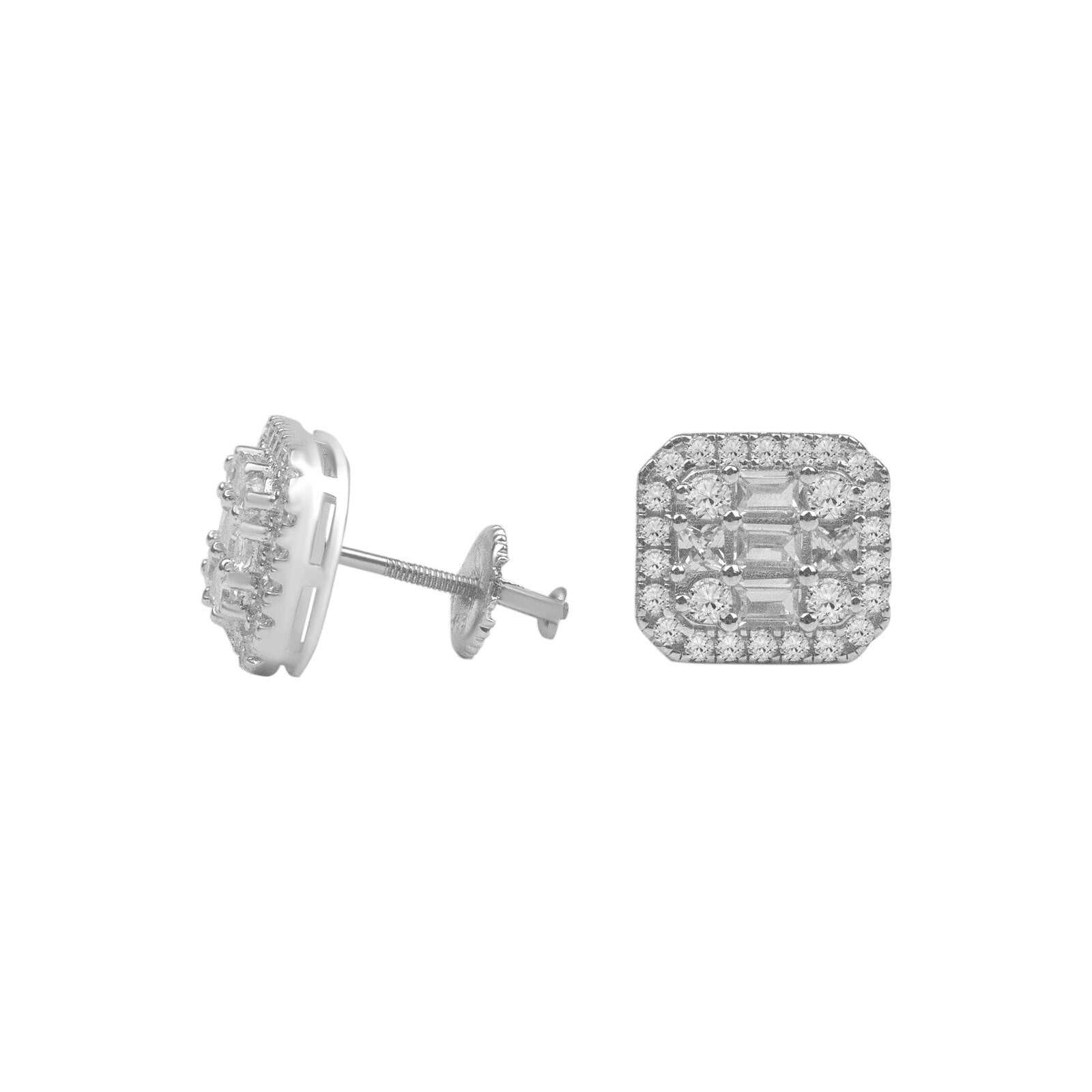 Baguette Stud Earrings — Iced Out Minimal Luxury Unisex Jewelry