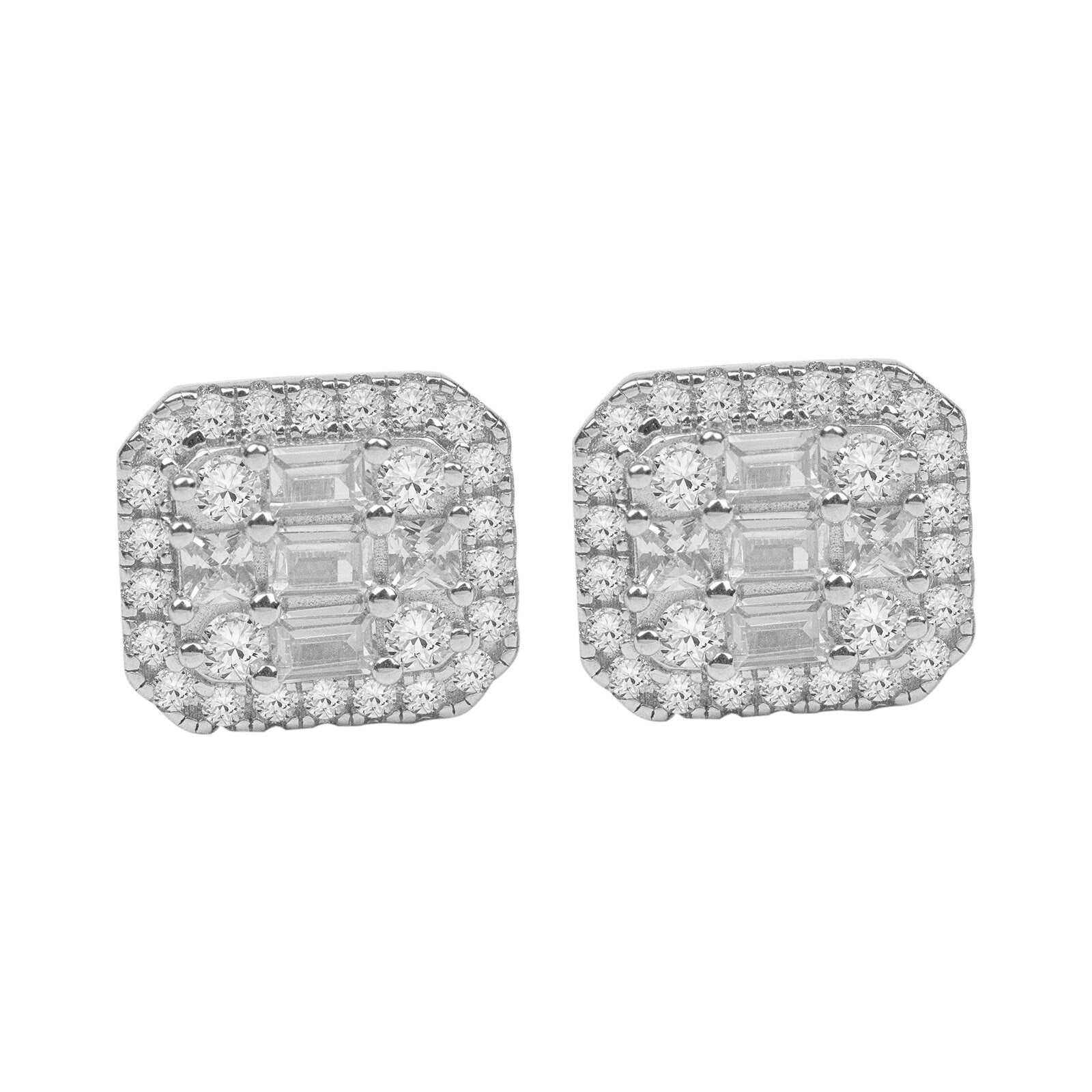 Baguette Stud Earrings — Iced Out Minimal Luxury Unisex Jewelry