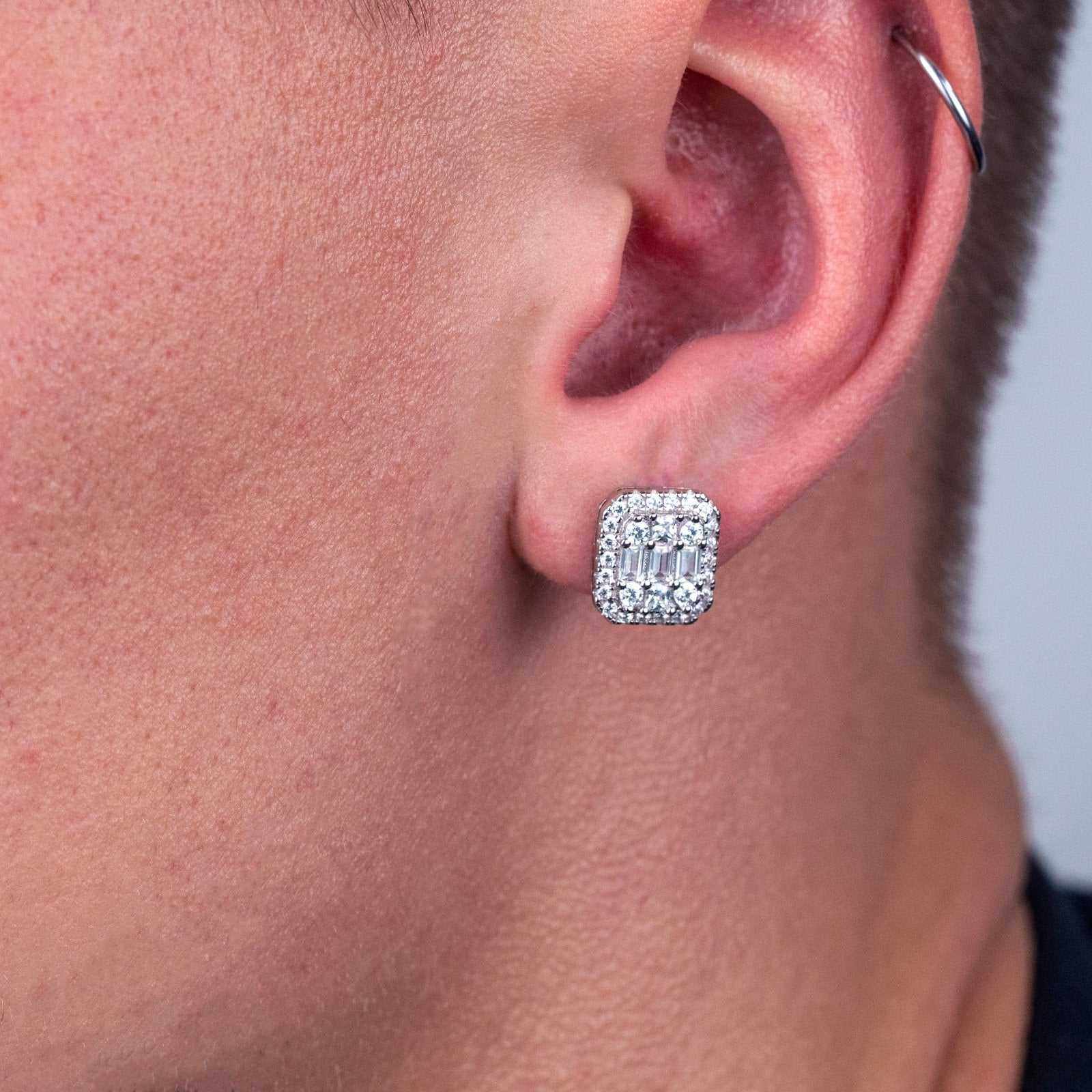 Baguette Stud Earrings — Iced Out Minimal Luxury Unisex Jewelry