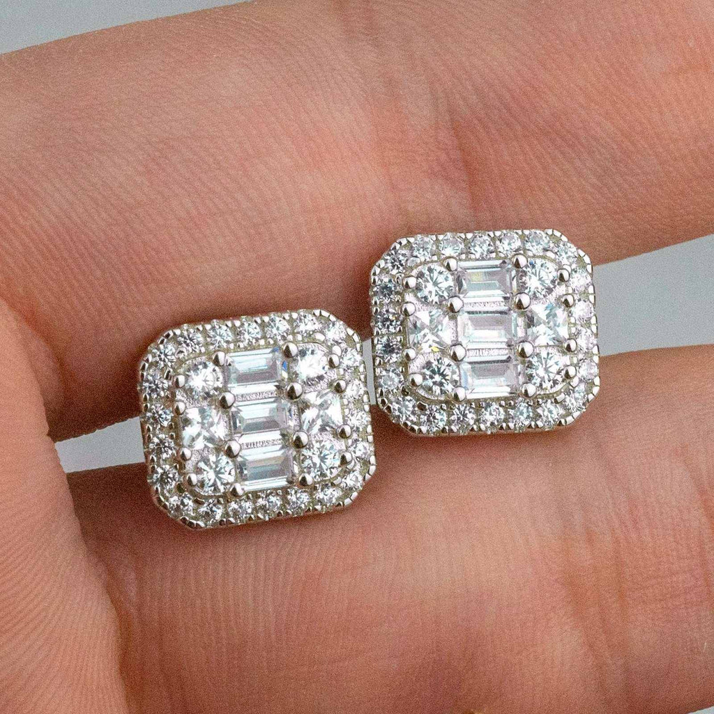 Baguette Stud Earrings — Iced Out Minimal Luxury Unisex Jewelry