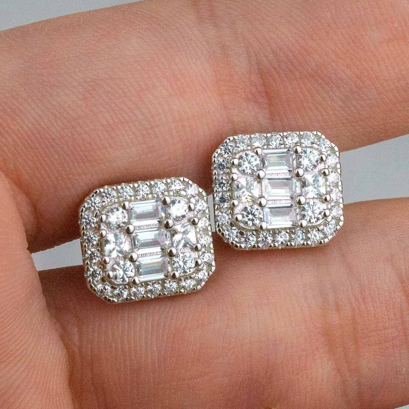 Baguette Stud Earrings — Iced Out Minimal Luxury Unisex Jewelry