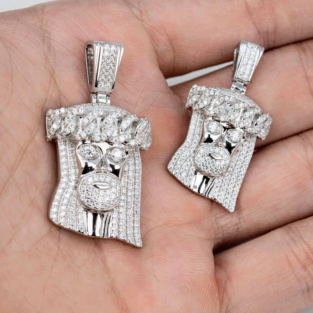 Jesus Head Pendant Necklace — Moissanite 925 Sterling Silver Hip-Hop Jewelry