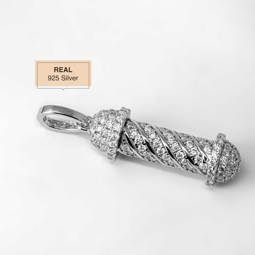 Barber Pole Pendant Necklace — Moissanite 925 Sterling Silver Culture-Inspired Street-Luxury Jewelry