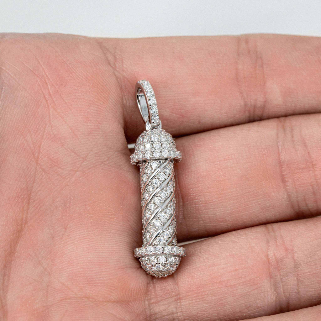 Barber Pole Pendant Necklace — Moissanite 925 Sterling Silver Culture-Inspired Street-Luxury Jewelry