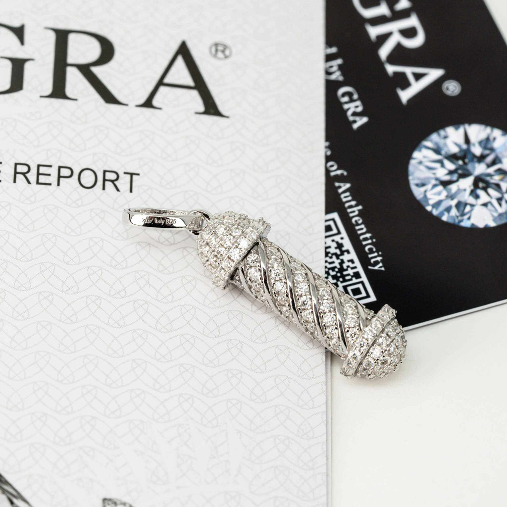 Barber Pole Pendant Necklace — Moissanite 925 Sterling Silver Culture-Inspired Street-Luxury Jewelry
