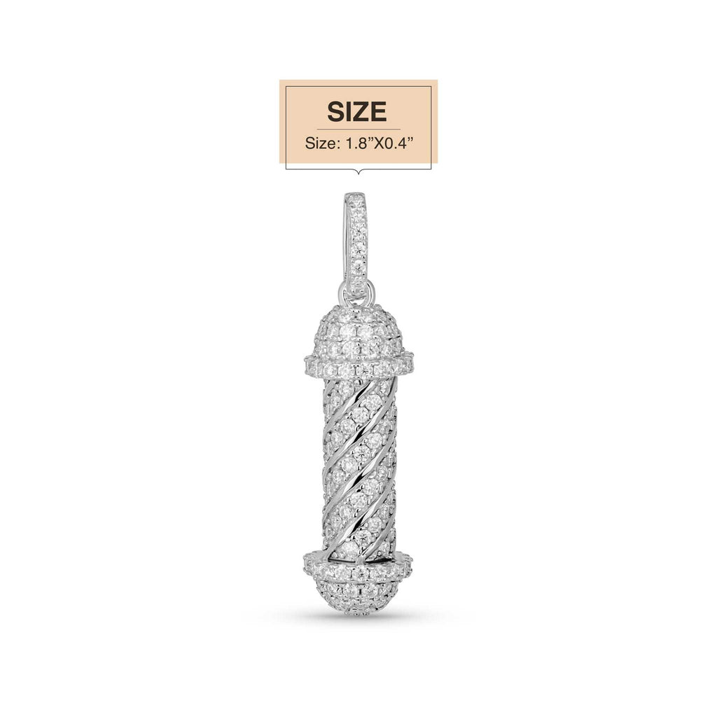 Barber Pole Pendant Necklace — Moissanite 925 Sterling Silver Culture-Inspired Street-Luxury Jewelry