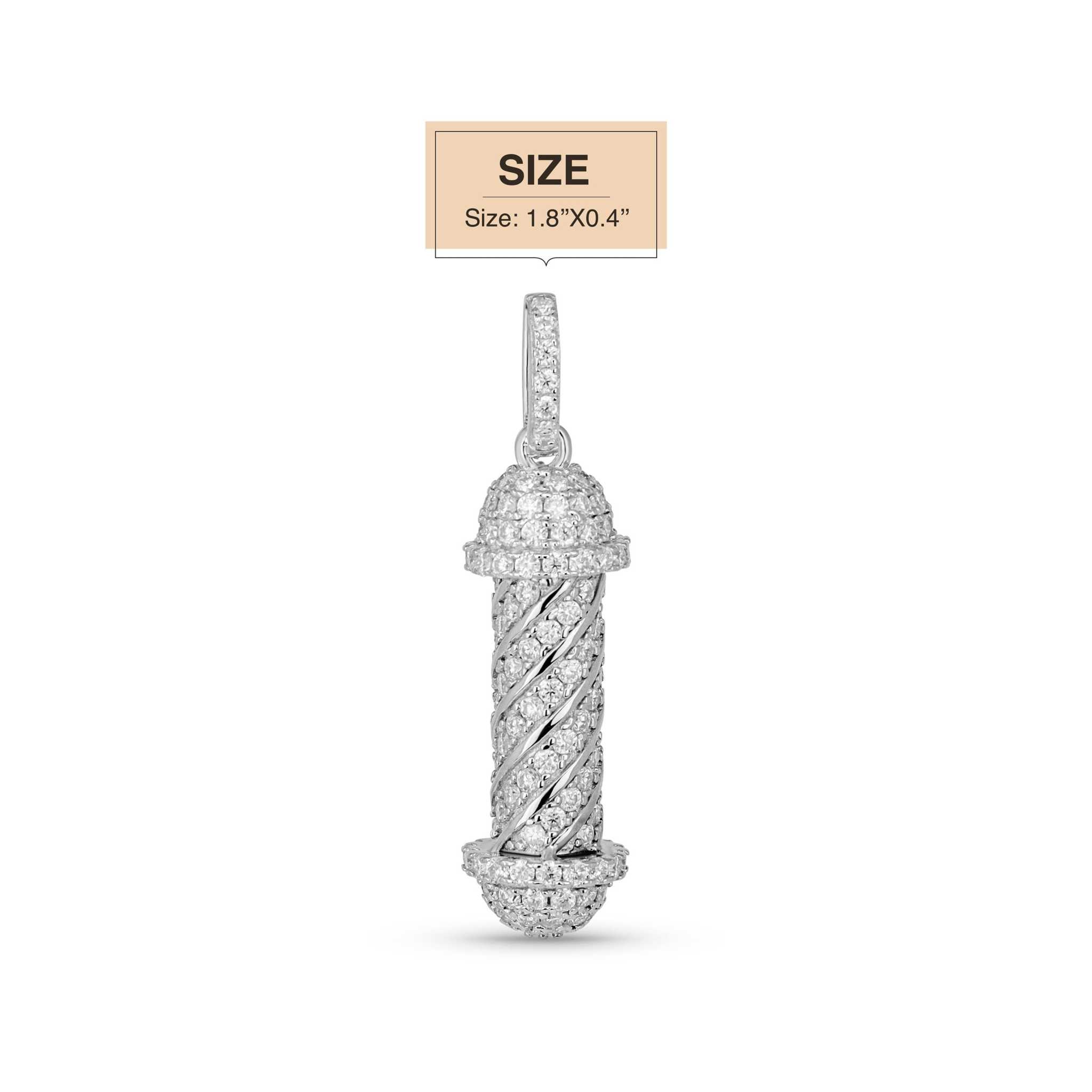 Barber Pole Pendant Necklace — Moissanite 925 Sterling Silver Culture-Inspired Street-Luxury Jewelry