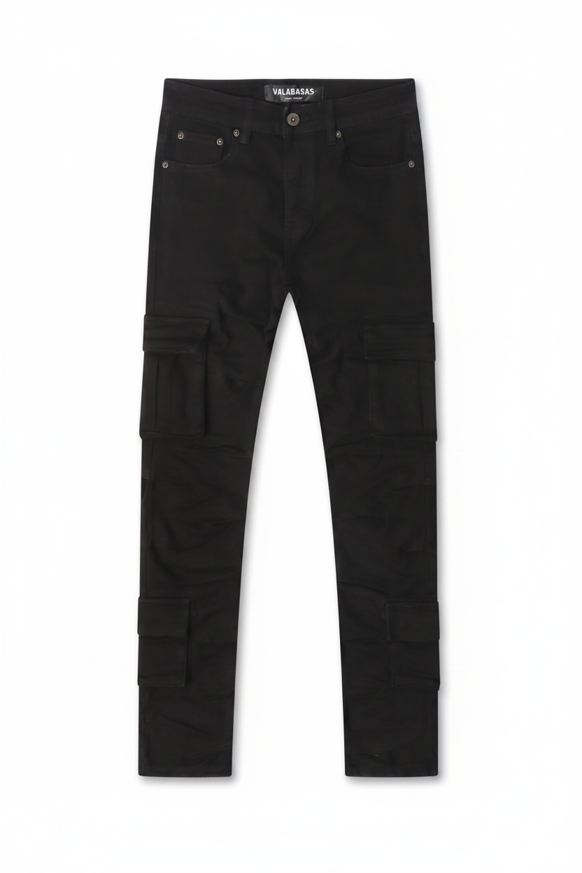 Valabasas Laddered Congo Skinny Jeans Black — enhanced studio shot white background