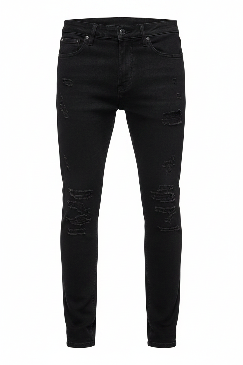 Valabasas Edge Skinny Jeans Jet Black — hero studio shot white background