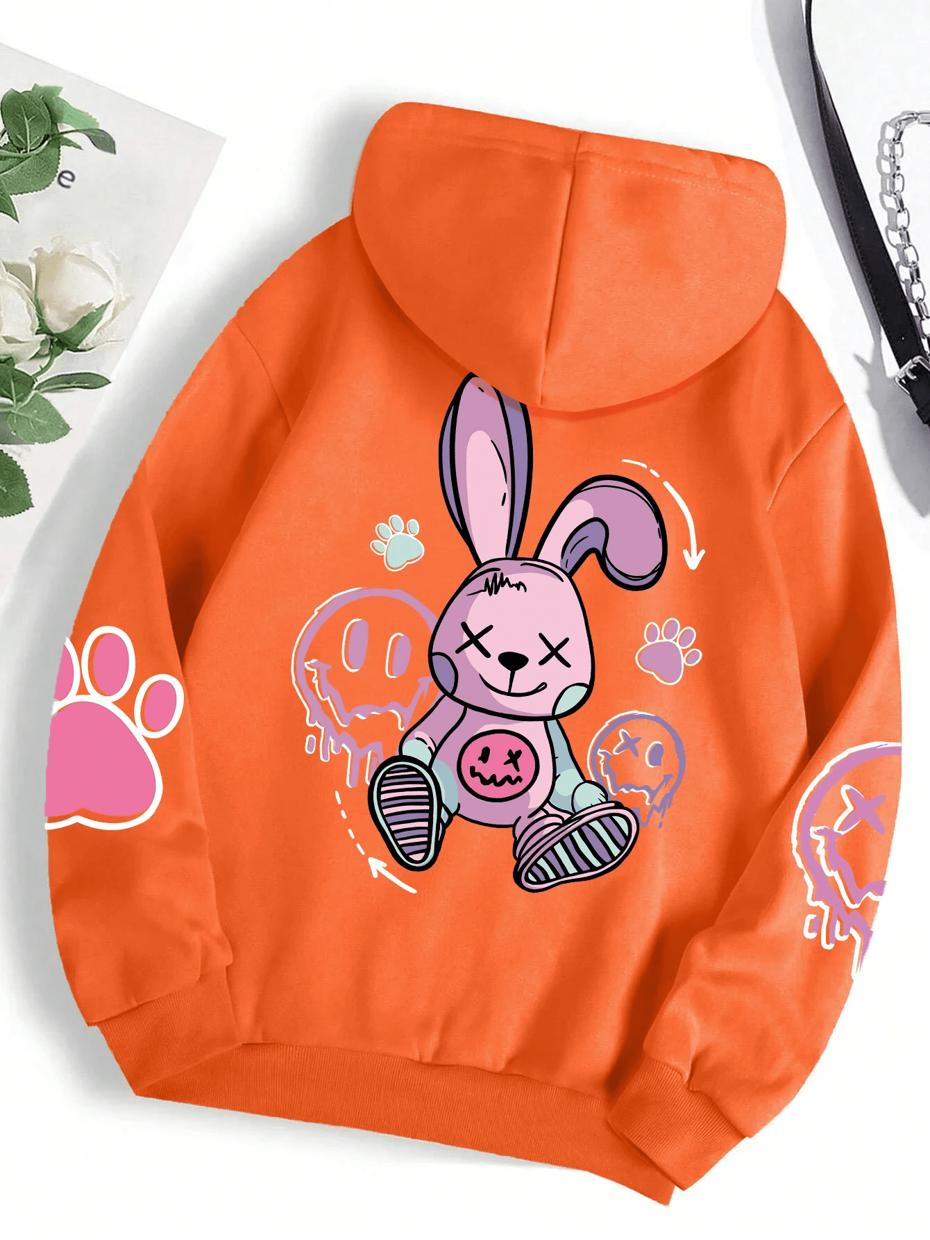 Women's Oversized Hip-Hop Graphic Fleece Hoodie